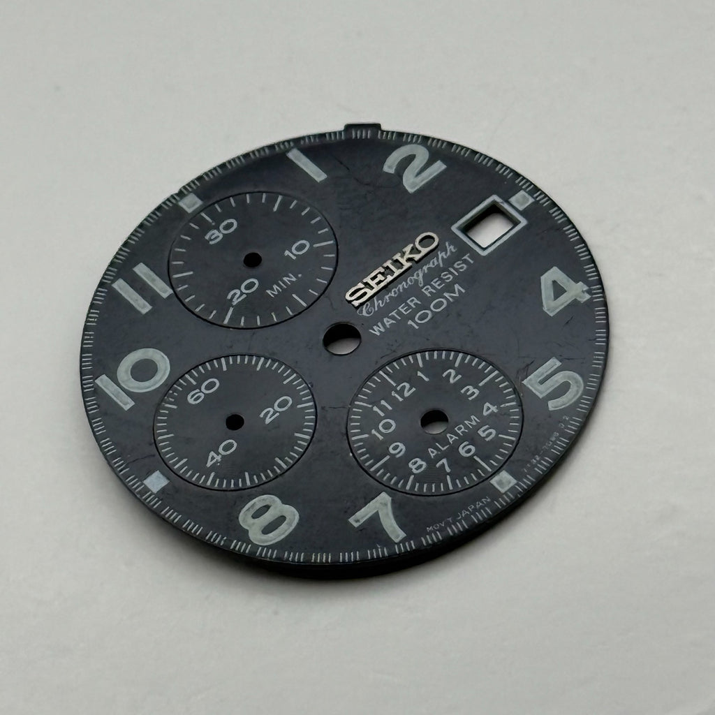 Seiko 7T32 7098 Watch Dial Chronograph 100M Black Spare Parts Repair 27.4mm