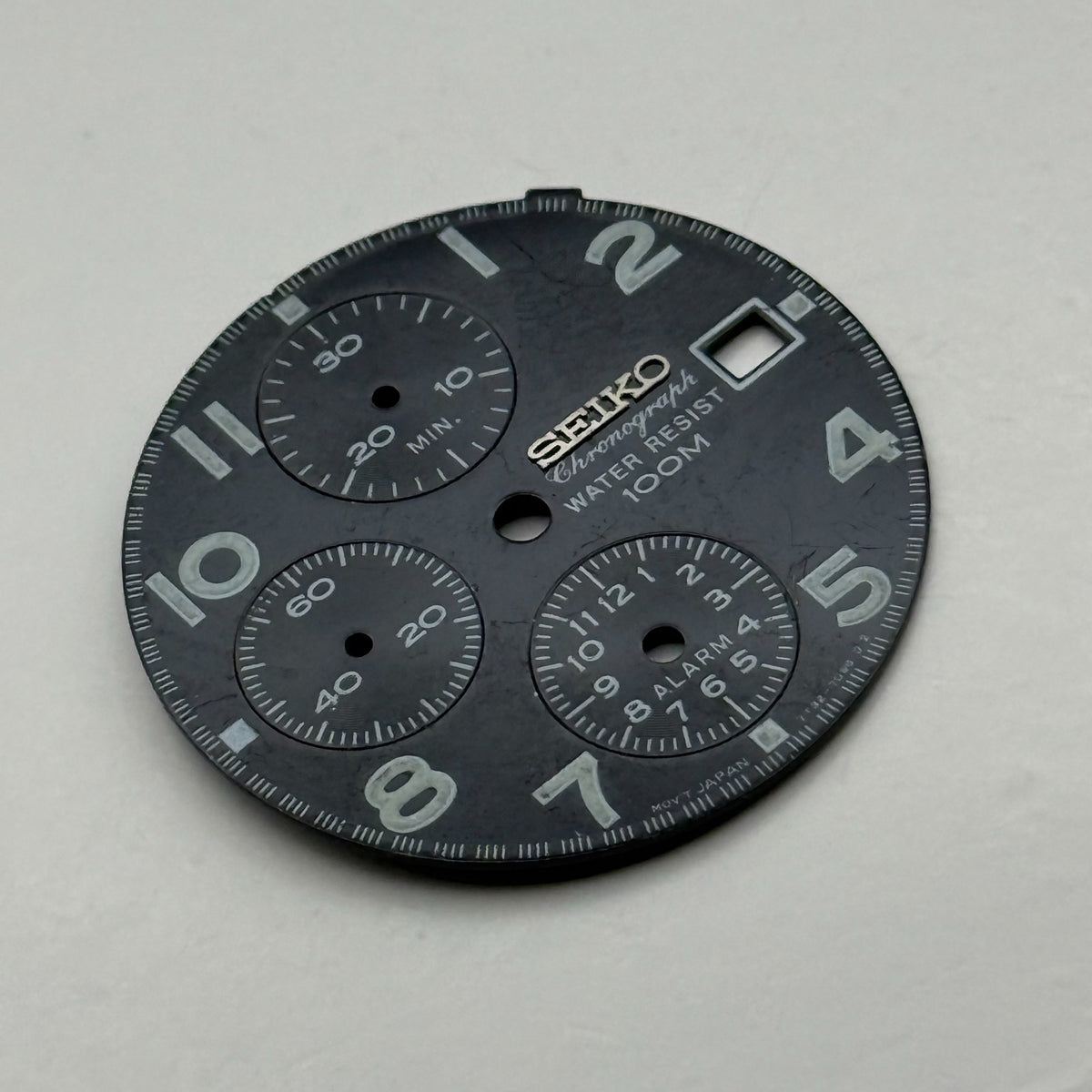 Seiko 7T32 7098 Watch Dial Chronograph 100M Black Spare Parts Repair 27.4mm