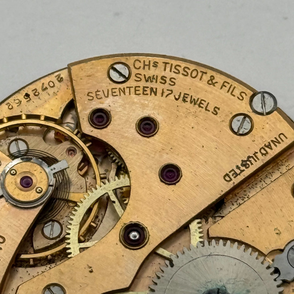 Tissot 38.2 Pocket Watch Movement Open Face 17 Jewels Sub Seconds Parts 38.2mm