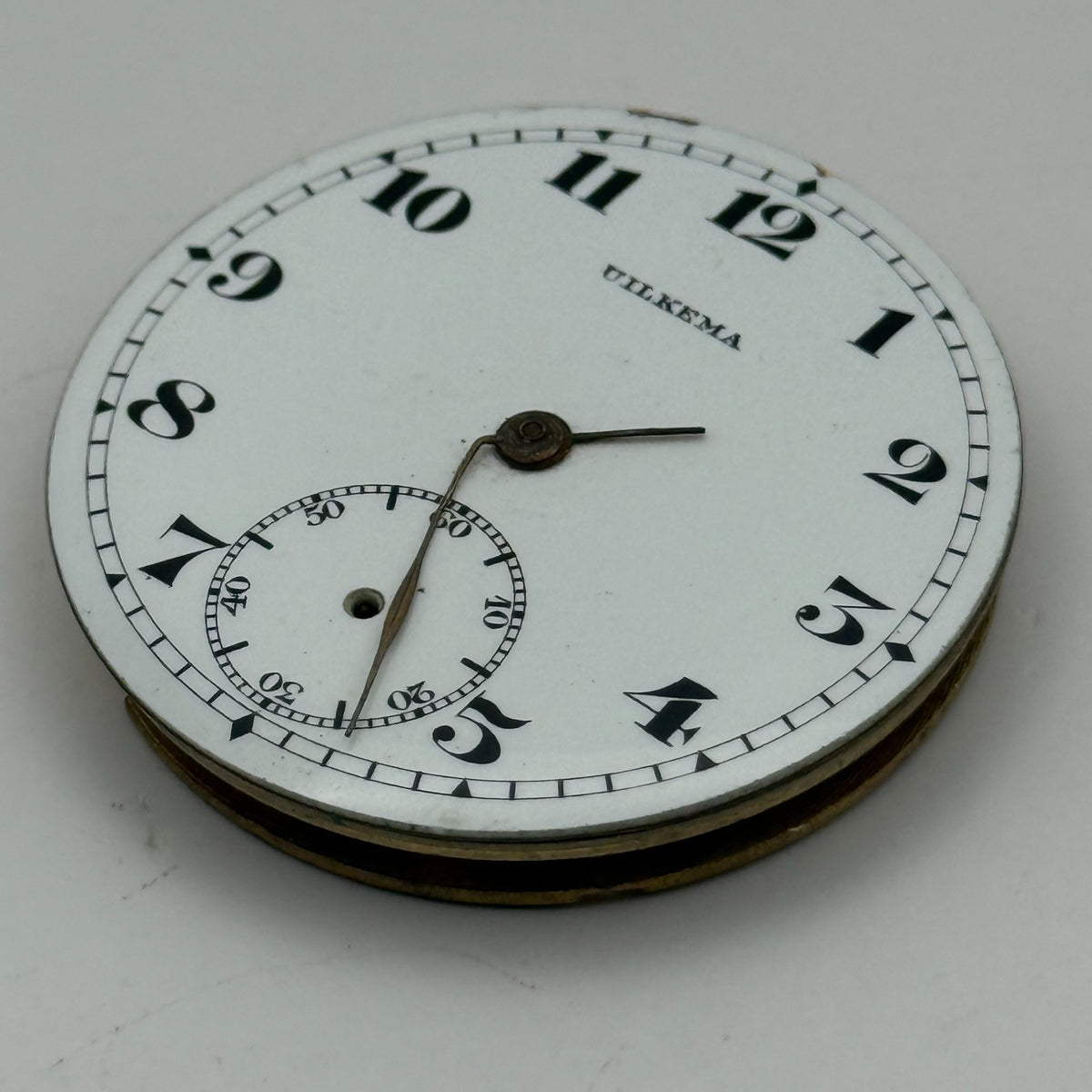 Uilkema Pocket Watch Movement Open Face Sub Seconds Vintage Parts Repair 38.9mm