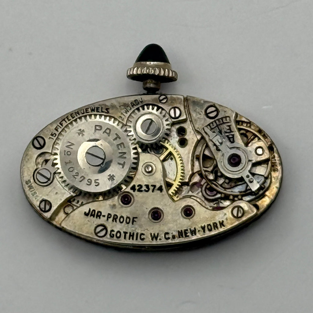 Gothic Jar-Proof Watch Movement New York American Ladies 15 Jewels Parts 14.8mm