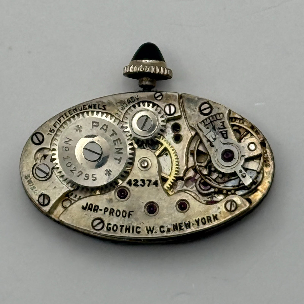 Gothic Jar-Proof Watch Movement New York American Ladies 15 Jewels Parts 14.8mm