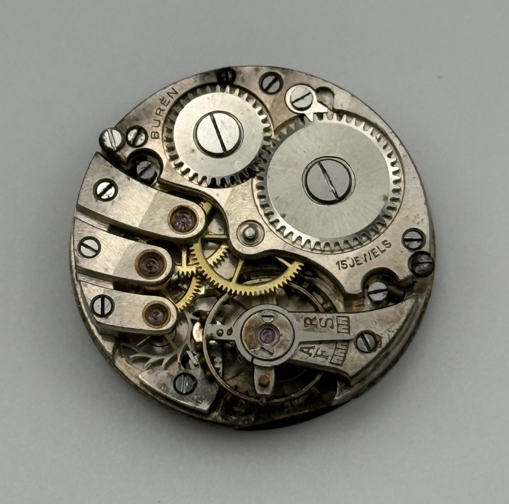 Buren Watch Movement - Running - For Parts / Repair