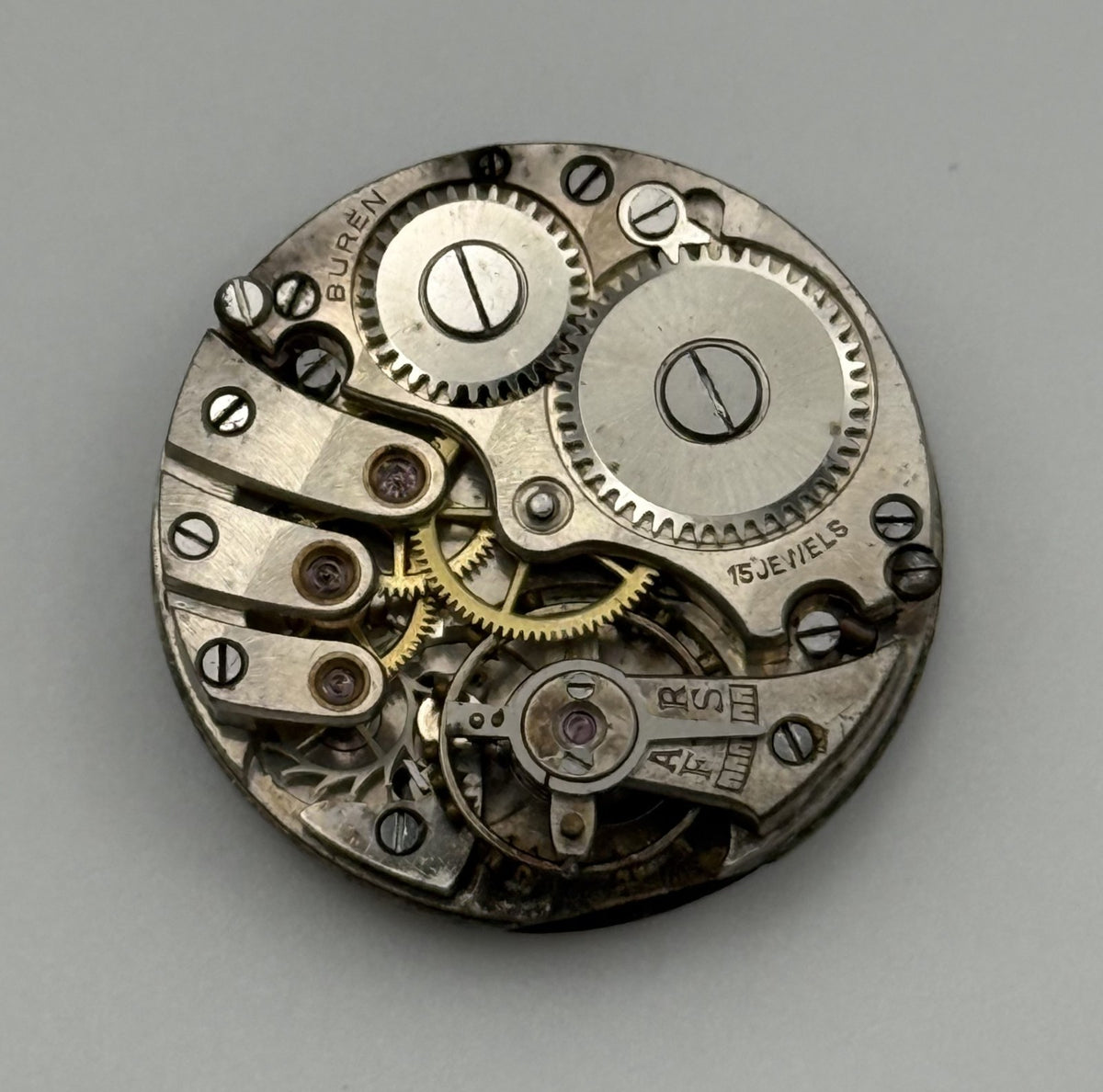 Buren Watch Movement - Running - For Parts / Repair