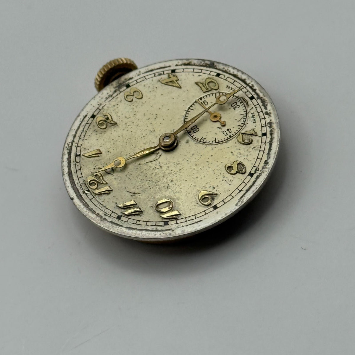 Unidentified Watch Movement Running 9 Jewels Swiss Manual Wind Parts 22.9mm