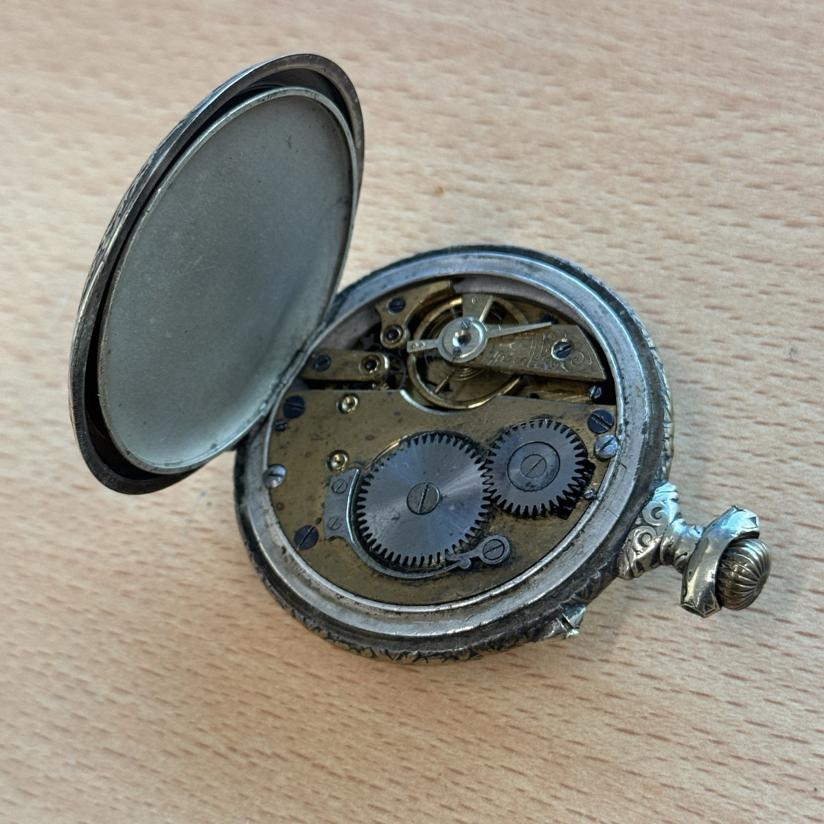Systeme Roskopf Pocket Watch - Holy Freres Engraved Case Design - To Restore