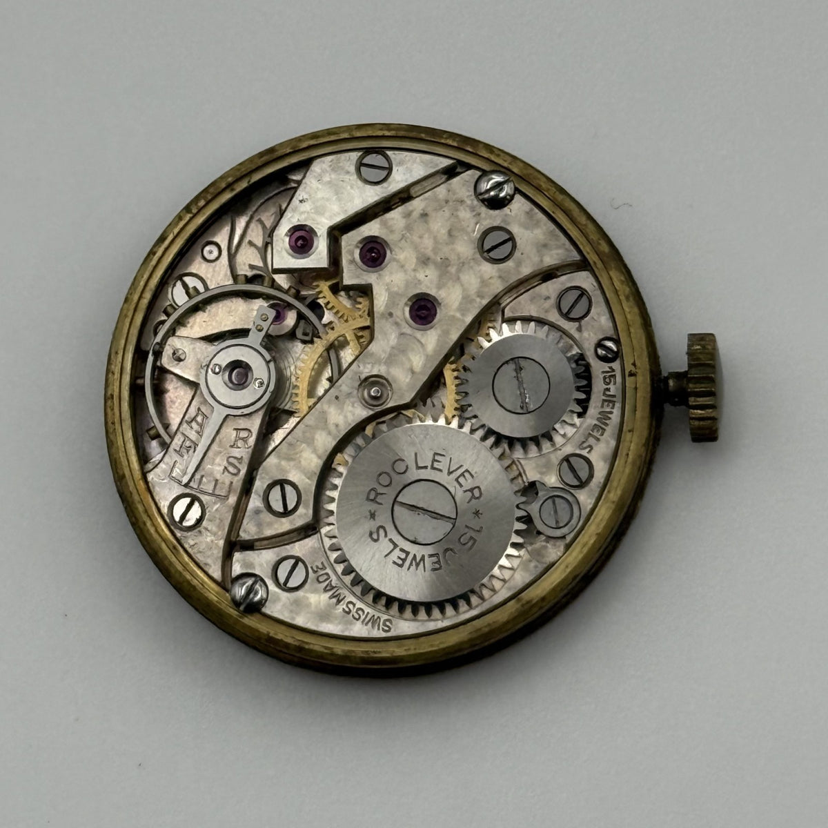 Roc Lever Watch Movement - Running - For Parts / Repair