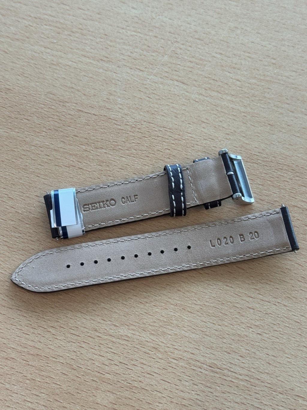 Seiko L020 B 20 Calf Watch Strap - 20mm - Seiko Solar - New Old Stock - Brown
