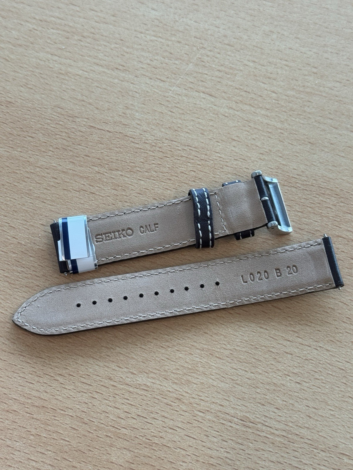 Seiko L020 B 20 Calf Watch Strap - 20mm - Seiko Solar - New Old Stock - Brown