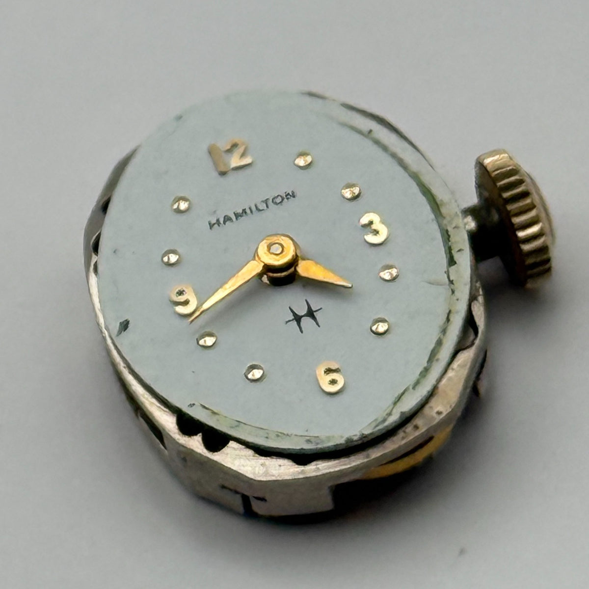 Hamilton 761 Watch Movement Running USA 22J Original Crown For Parts Repair 13mm