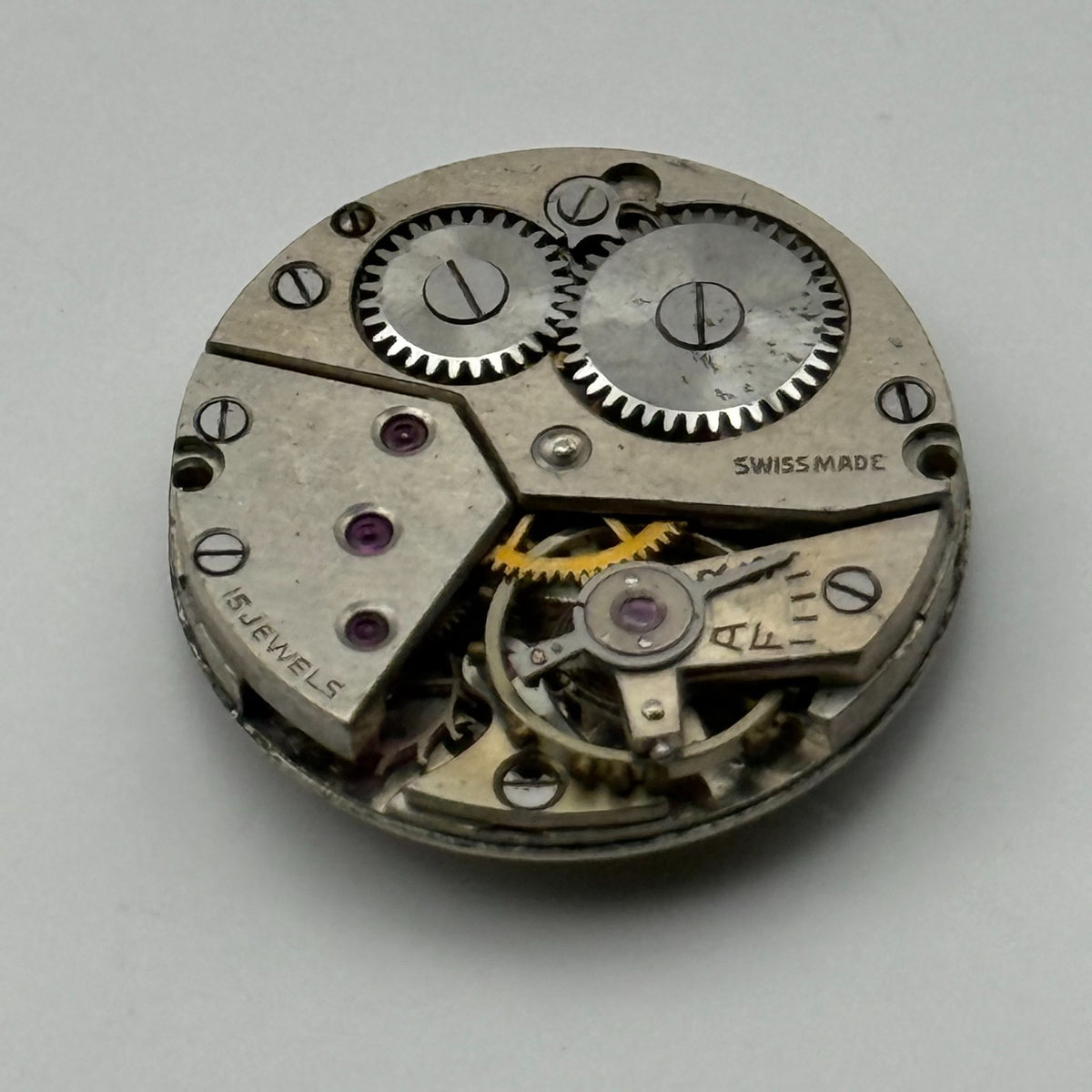 Unidentified Watch Movement Avia Swiss 15 Jewels Manual Wind Parts Repair 19.6mm