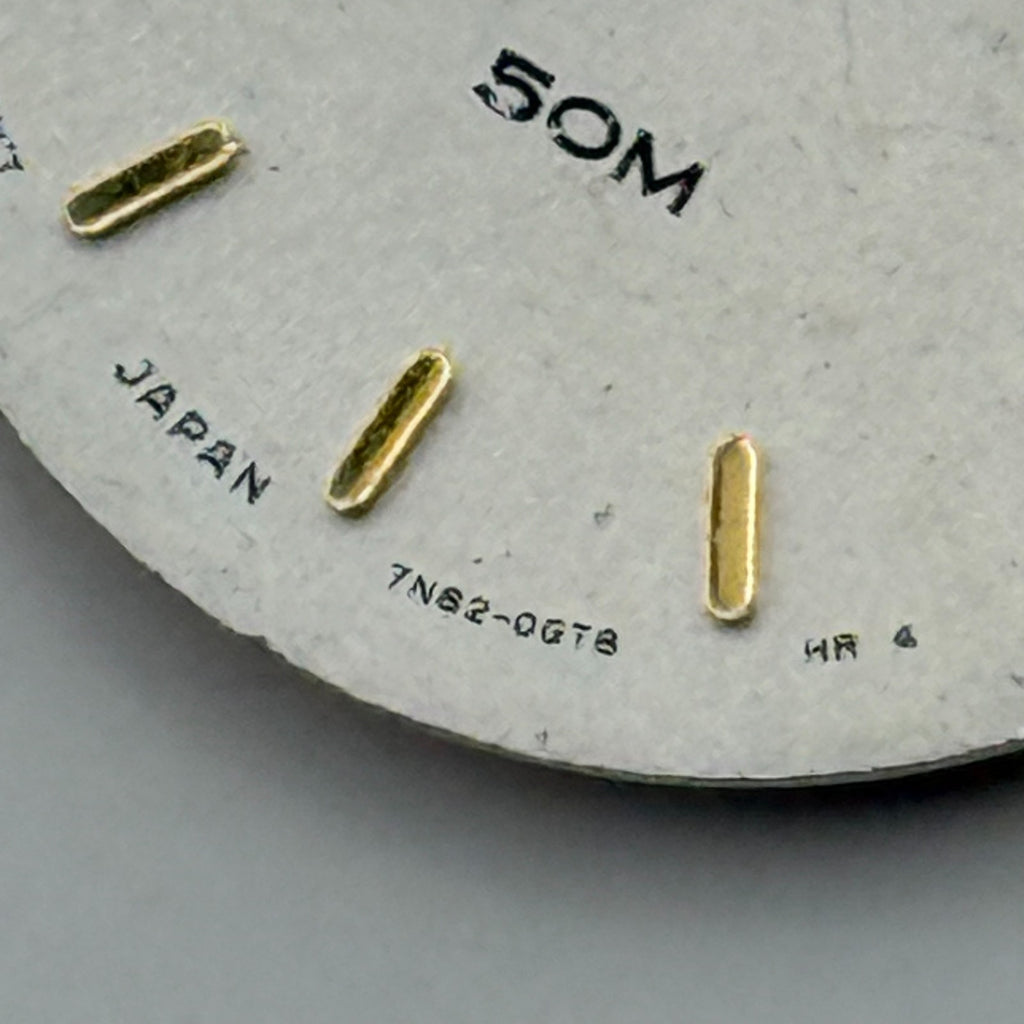 Seiko 7N82-0GT8 Watch Dial 50M Silver Japan Vintage Spare Parts Repair 19.9mm