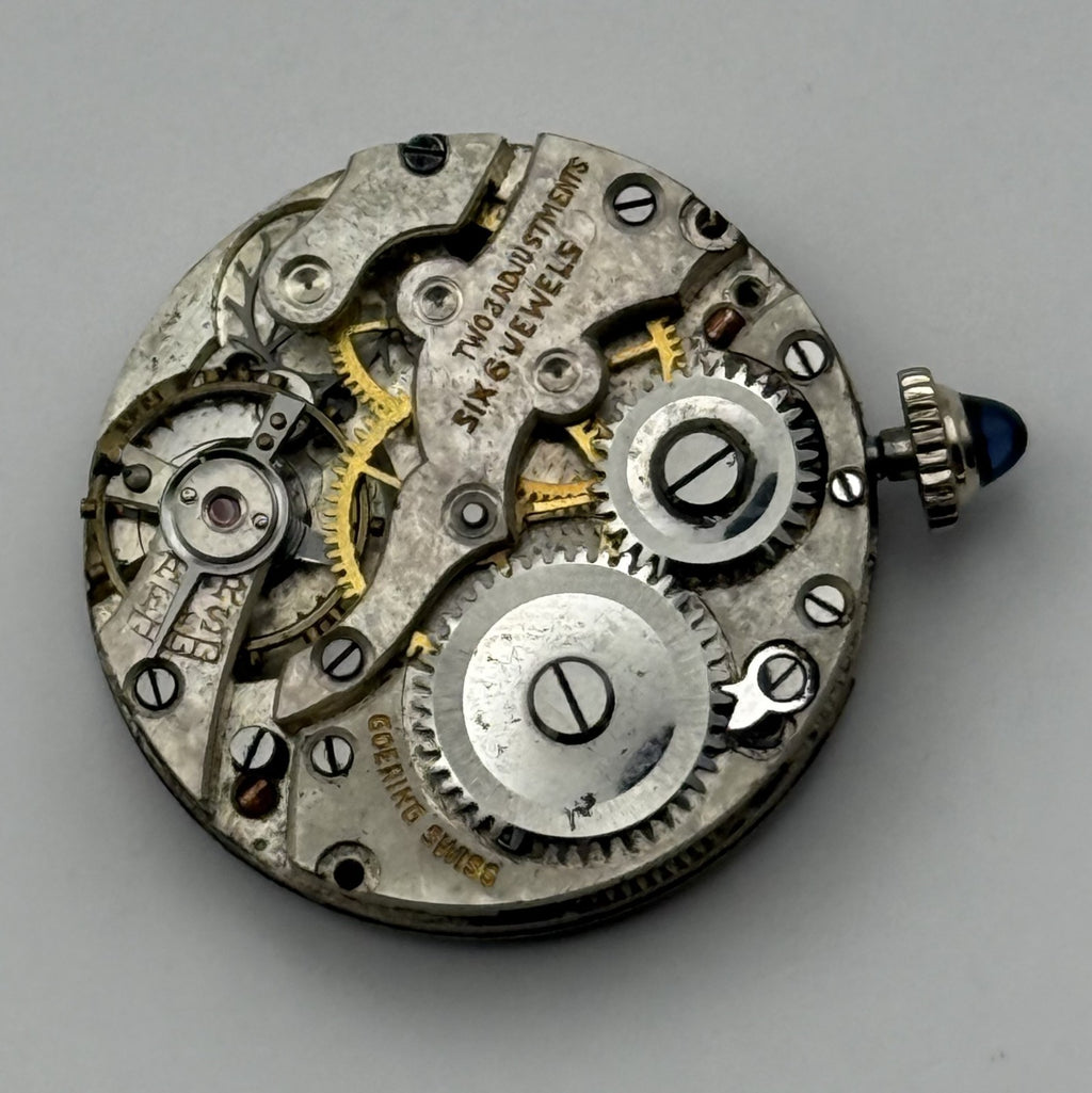 AS Watch Movement Cabochon Crown A. Schild 6 Jewels Swiss Parts Repair 23.4mm