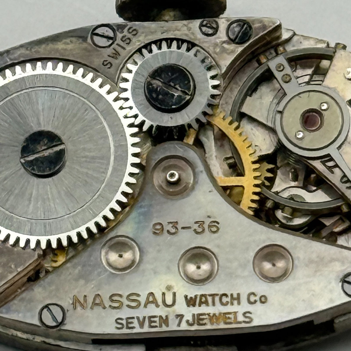 Nassau 93-36 Watch Movement 7 Jewels Swiss Manual Wind Parts Repair 14.3mm