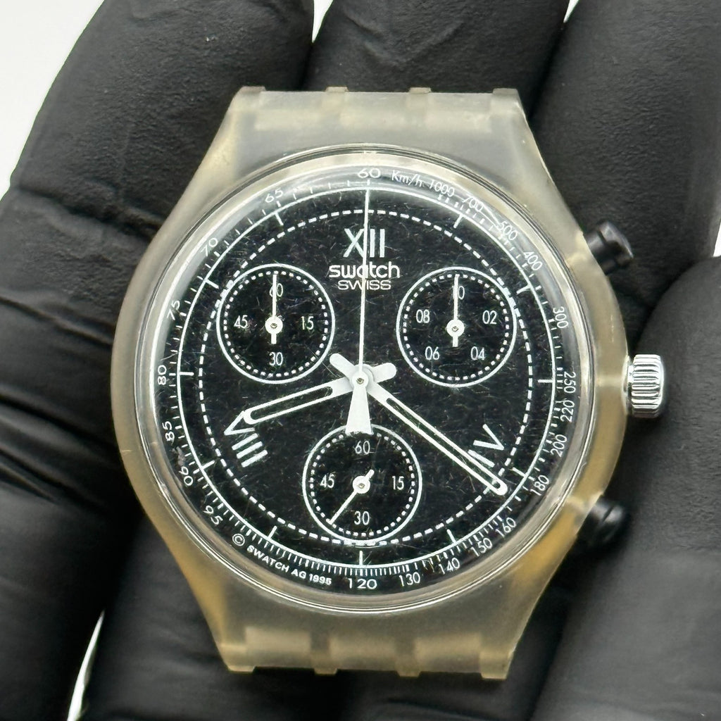 Vintage Swatch Chronograph Watch SCK110 See Through 1995 ETA Quartz Swiss Parts