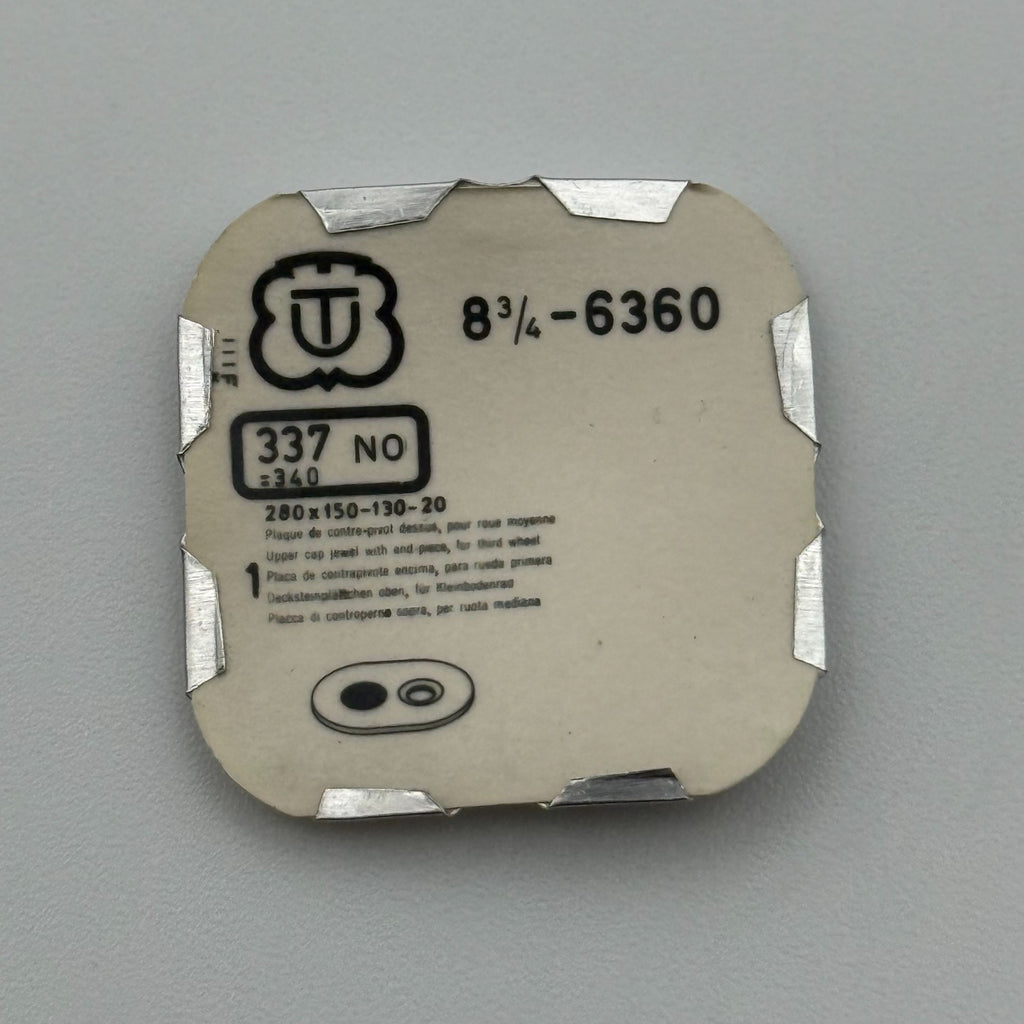 Unitas 6360 Upper Cap Jewel With End Piece - 8 3/4 - 337 - NOS - Watch Parts