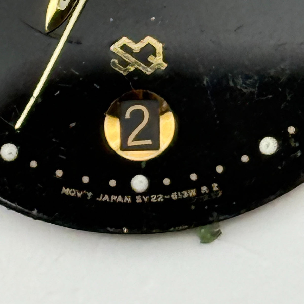 Seiko 5Y22-613W Watch Dial Quartz Black Japan Vintage Spare Parts Repair 27.4mm