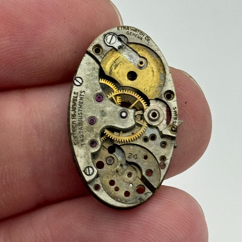 AS 24 Watch Movement A. Schild 24 Etna Incomplete Parts Repair 15.2mm 