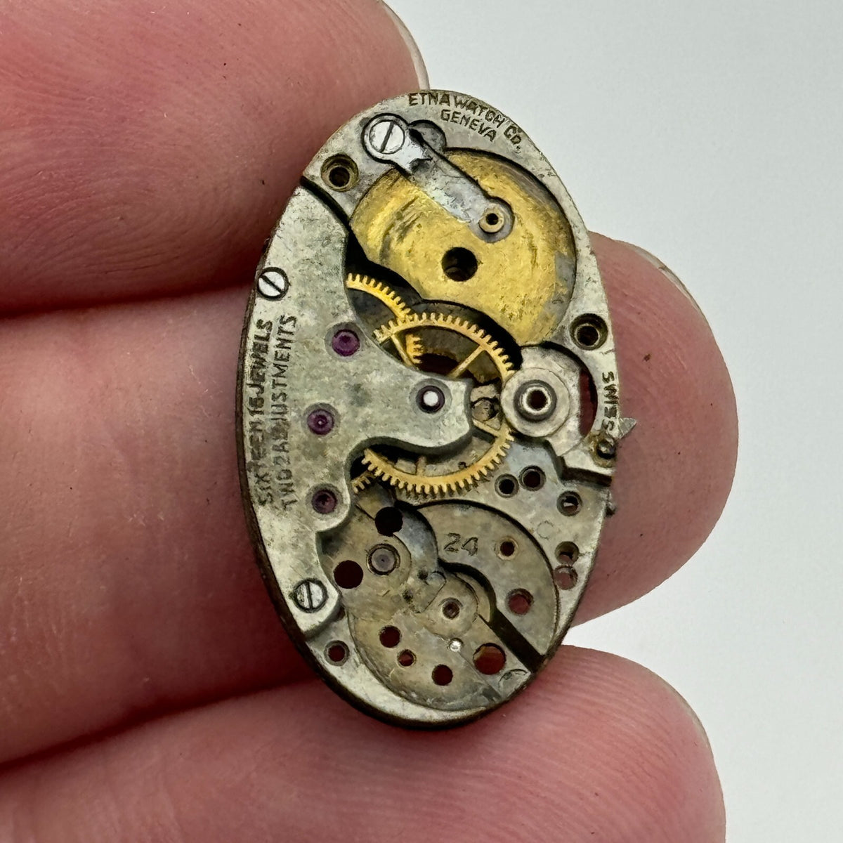 AS 24 Watch Movement A. Schild 24 Etna Incomplete Parts Repair 15.2mm 