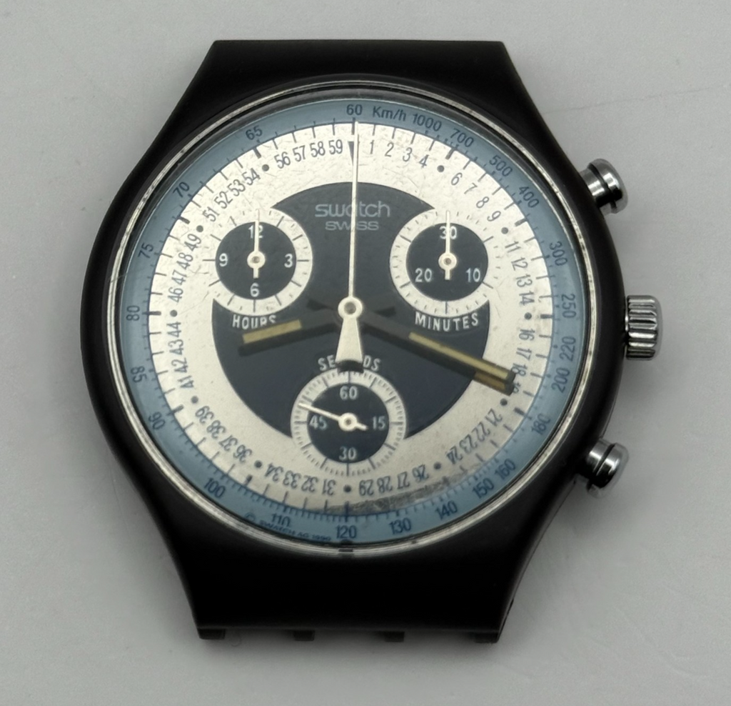 Vintage Swatch Chrono Watch SCN102 Silver Star 1990 ETA Quartz Swiss 39mm Parts 