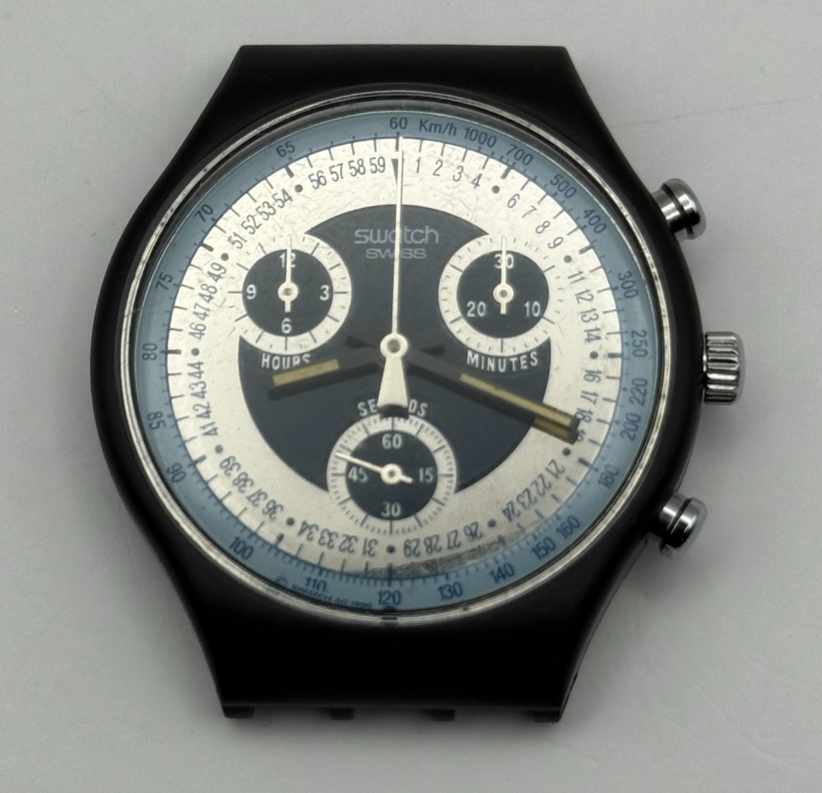 Vintage Swatch Chrono Watch SCN102 Silver Star 1990 ETA Quartz Swiss 39mm Parts 