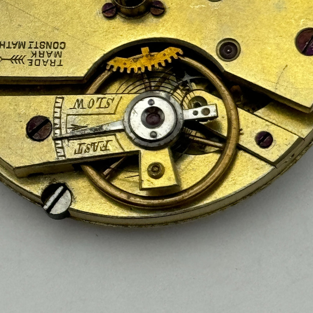Trade Mark Consti Mathey Antique Key Wound Pocket Watch Movement Parts 40.5mm