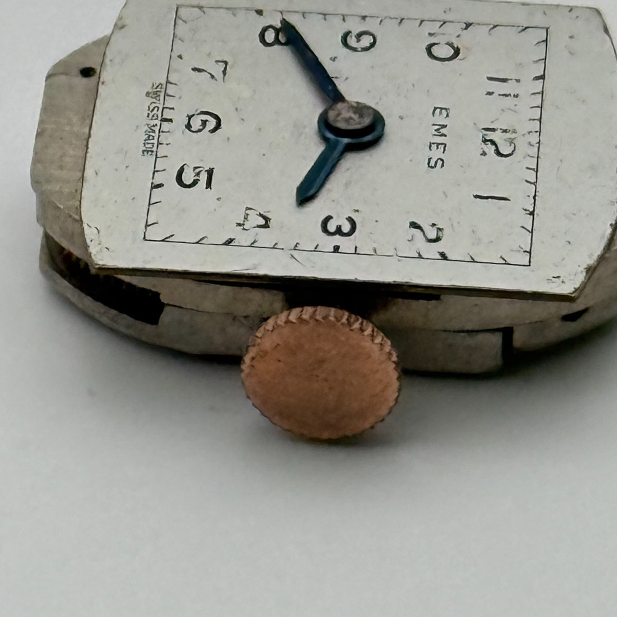 Unidentified Watch Movement Emes Cylinder Swiss Manual Wind Parts Repair 12.6mm