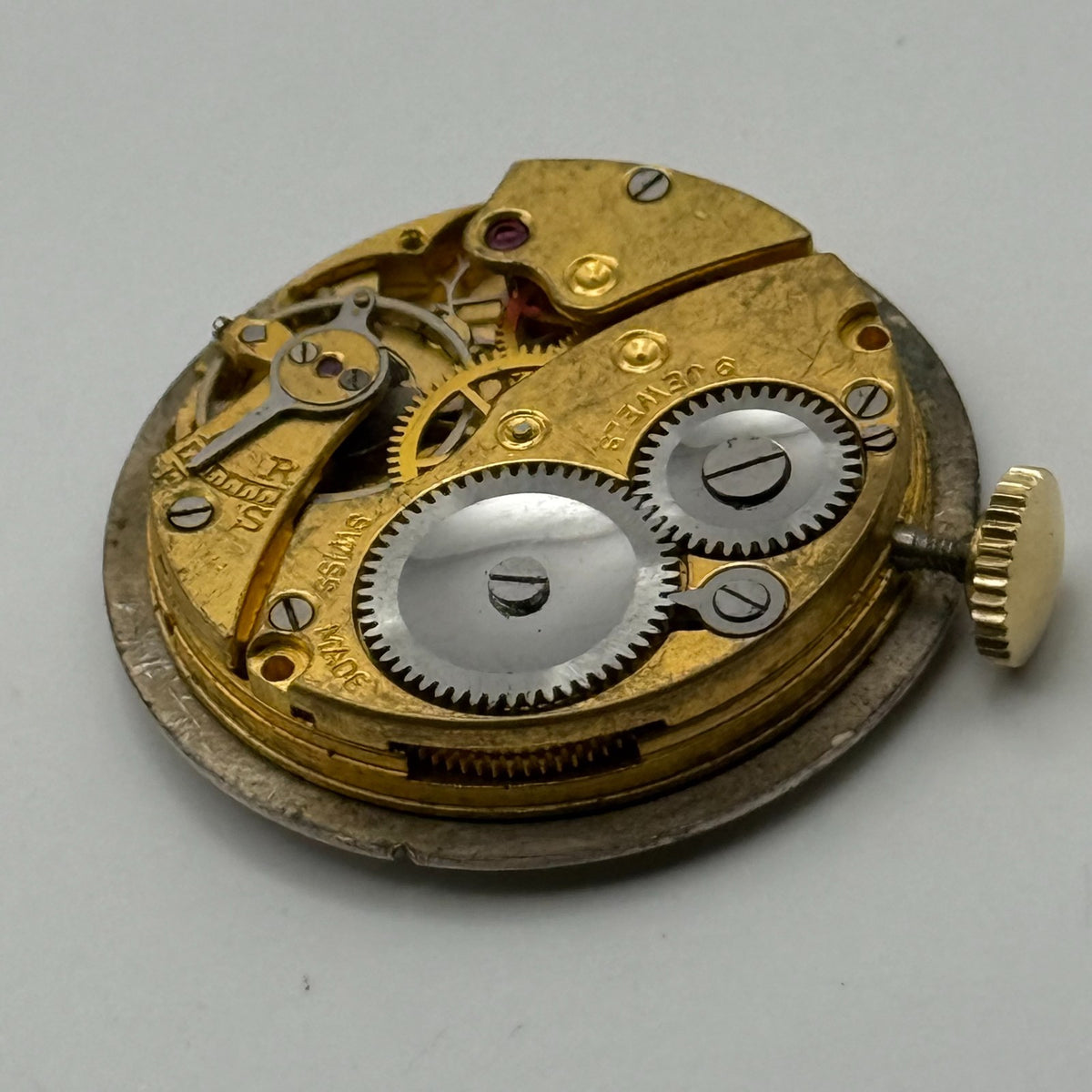 Unidentified Watch Movement Running 9 Jewels Swiss Manual Wind Parts 22.9mm