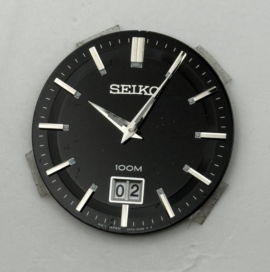 Seiko 6N76-00A8 Watch Dial 100M Black Japan Vintage Spare Parts Repair 32.9mm