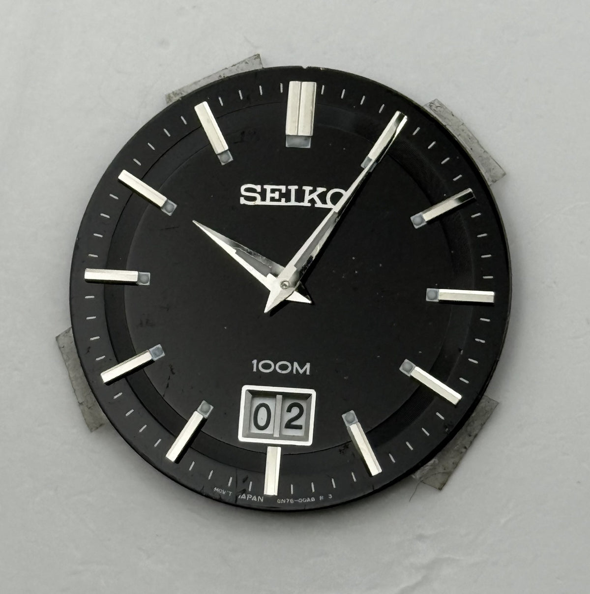Seiko 6N76-00A8 Watch Dial 100M Black Japan Vintage Spare Parts Repair 32.9mm