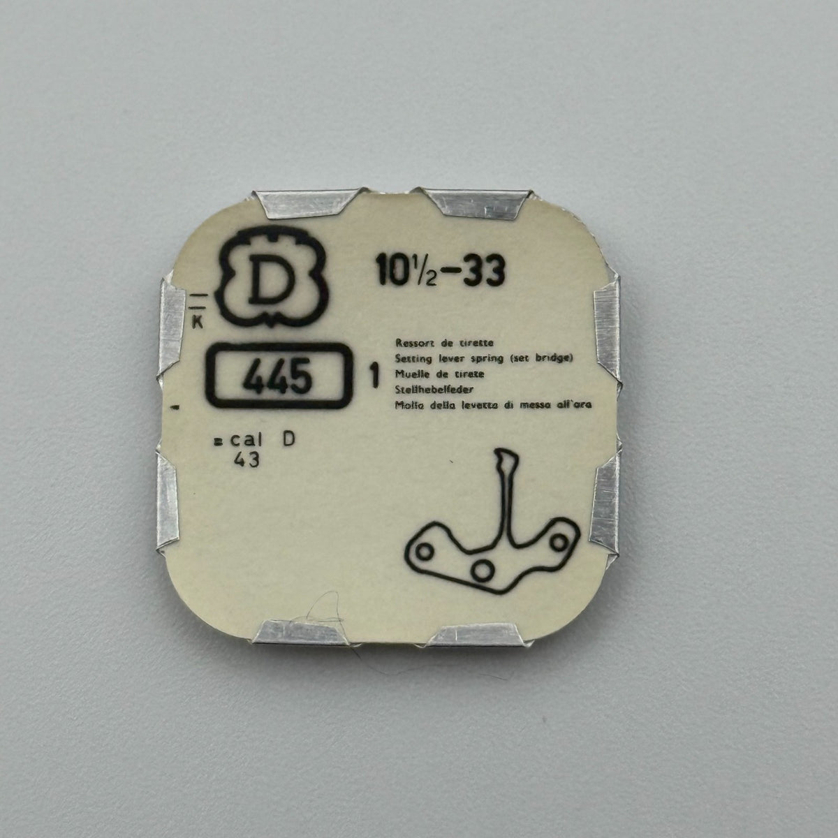Derby 33 Setting Lever Spring - 10 1/2 - 445 - New Old Stock - Watch Parts