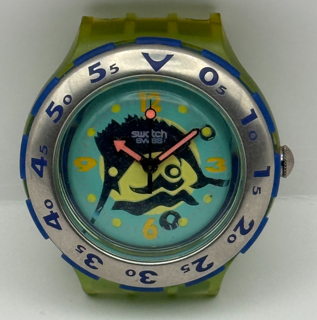 Vintage Swatch Scuba 200 Watch SDG101 Swordfish 1993 ETA Quartz Swiss 40mm Parts