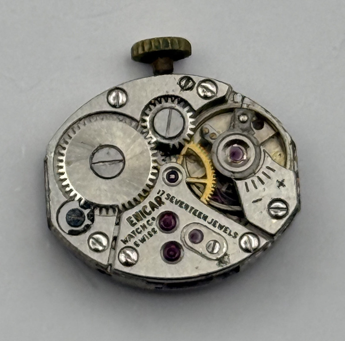 Enicar 672 Watch Movement 17 Jewels Swiss Vintage Manual Wind Parts Repair 13mm