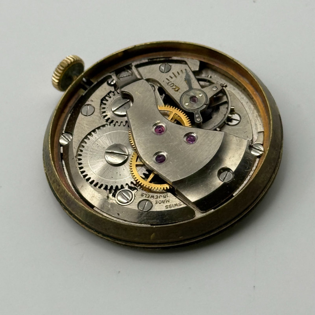 FHF 25 Watch Movement - Trebex 15 Jewels - Running - For Parts / Repair - 23.6mm