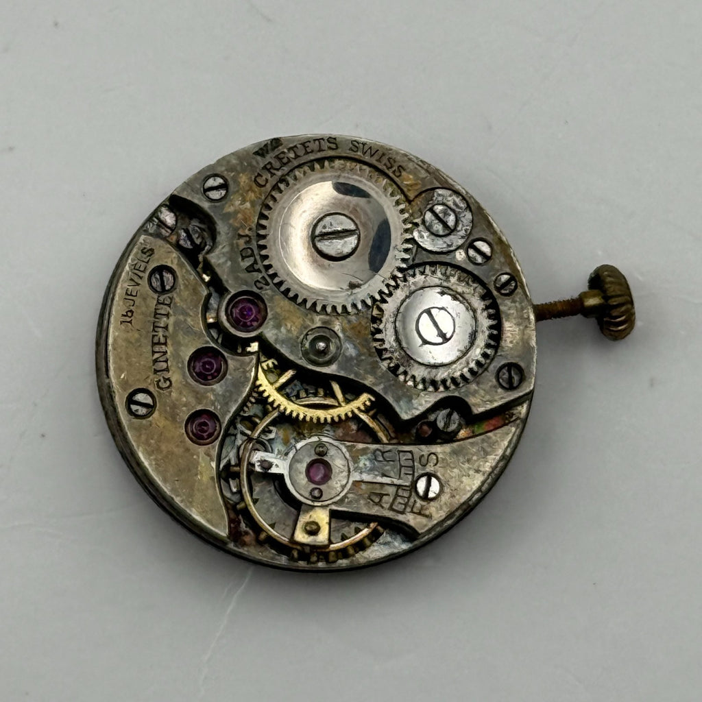 Cretets Watch Movement Ginette Swiss 16 Jewels Manual Wind Parts Repair 21.3mm