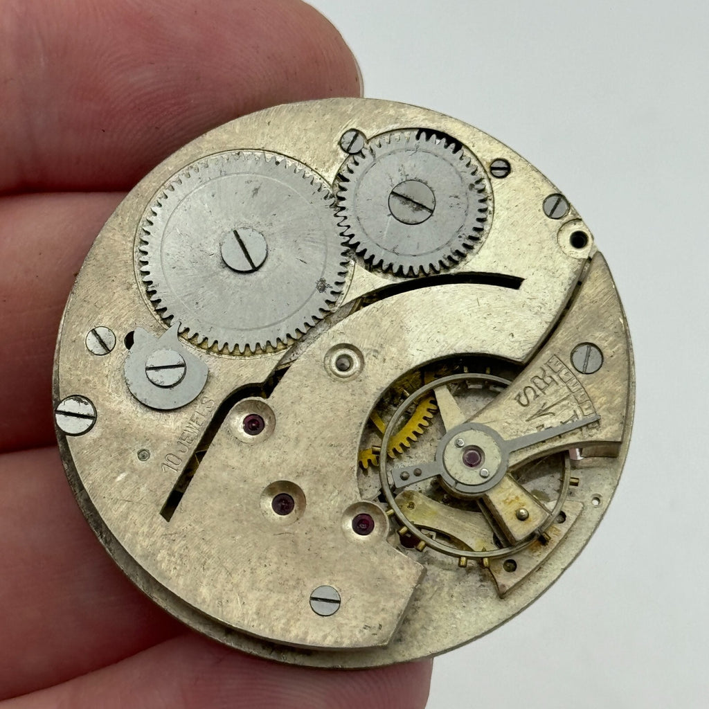 10 Jewels Pocket Watch Movement Unidentified Vintage Parts Repair 41.4mm