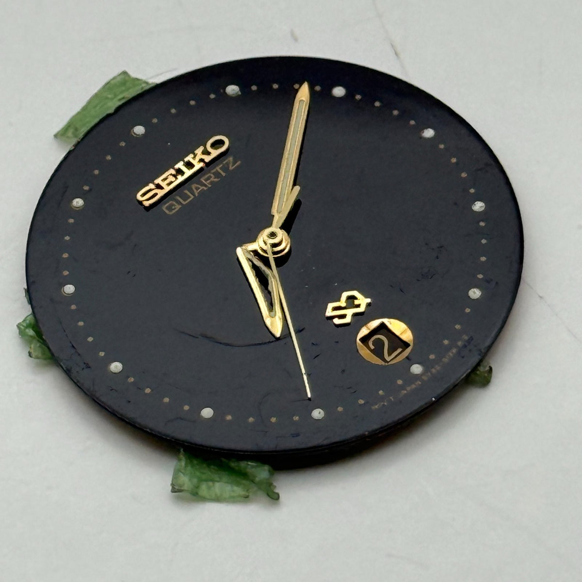 Seiko 5Y22-613W Watch Dial Quartz Black Japan Vintage Spare Parts Repair 27.4mm