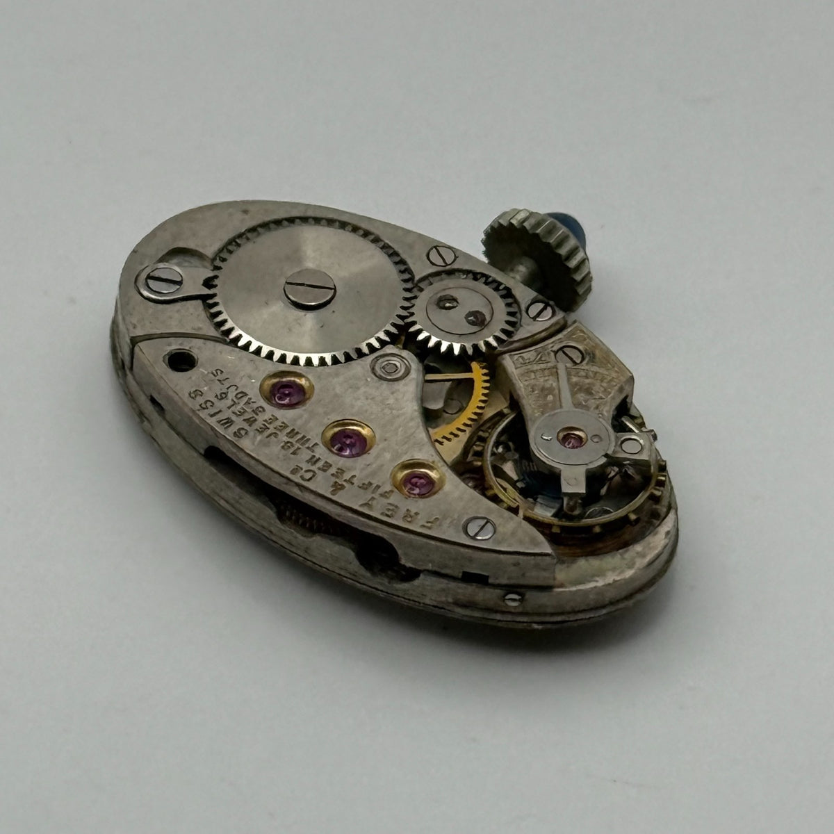 Frey & Co Watch Movement Running Grenad 15J Swiss Manual Wind Parts 14.7mm