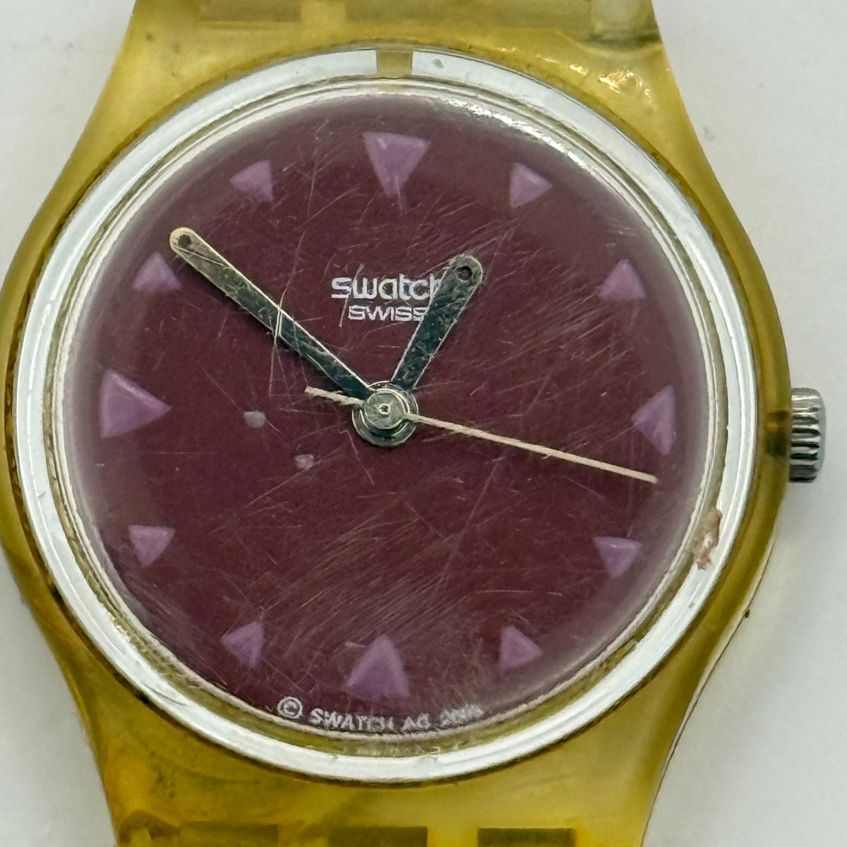 Vintage Swatch Vida Watch Burgundy Red 2003 ETA Quartz Swiss 25mm Parts Repair