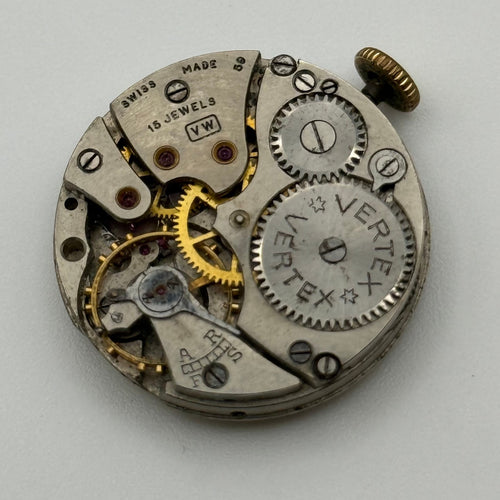 Vertex Revue 59 Watch Movement - Dirty Dozen - Ticking - For Parts / Repair