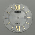 Seiko V137-0CA8 Watch Dial Solar Silver Tone Japan Spare Parts Repair 27.3mm