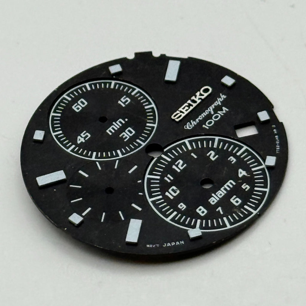 Seiko 7T62-0LW8 Watch Dial Chronograph 100M Black Spare Parts Repair 28.5mm