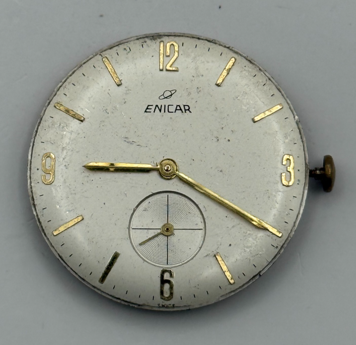 Enicar 1012B Watch Movement A-R 17 Jewels Running Manual Wind Vintage Parts 26mm