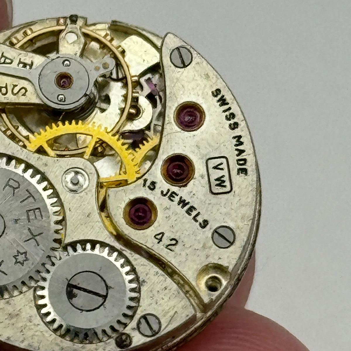 Revue VW Cal 42 Watch Movement Vertex Style Manual Wind Parts 19.6mm 