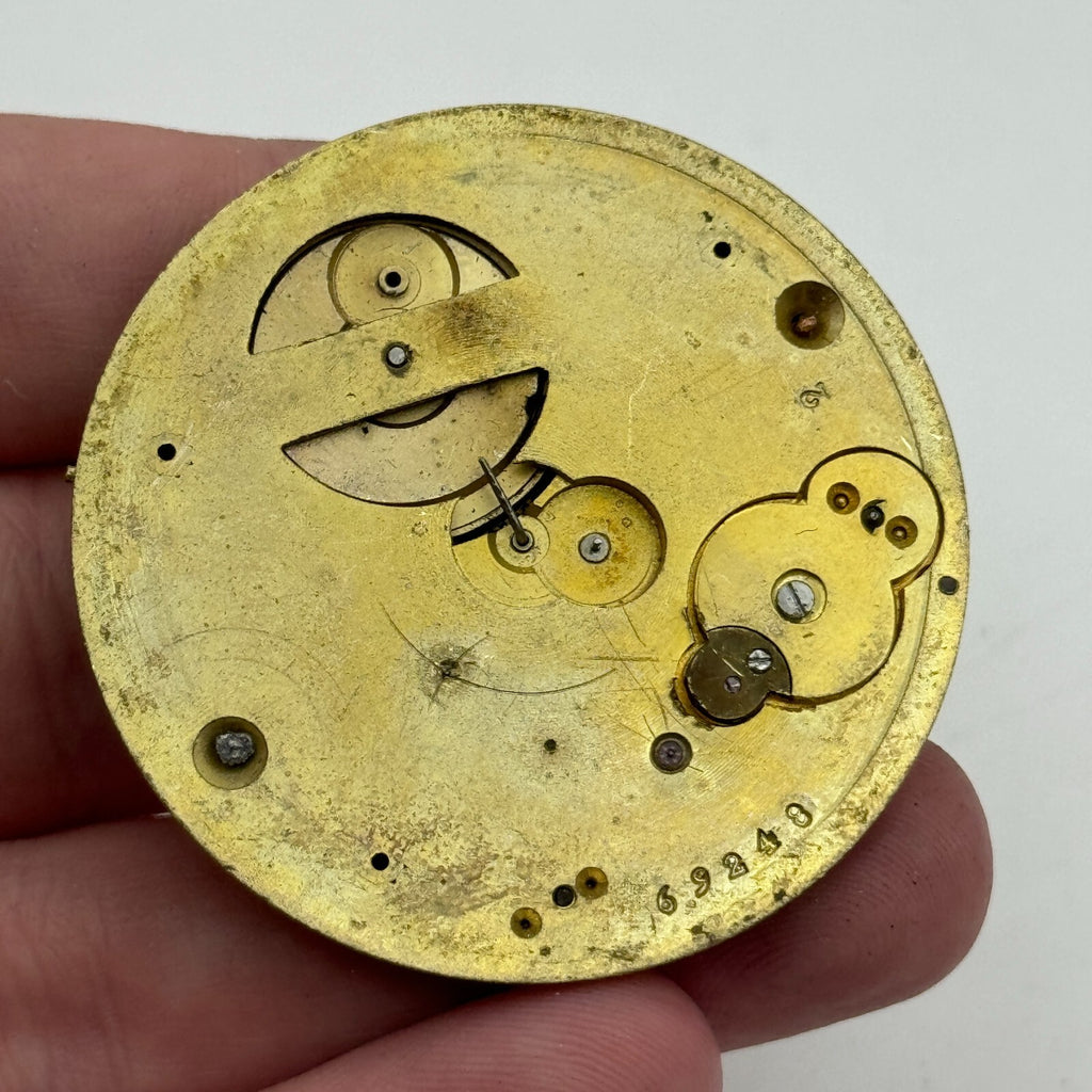 Antique Pocket Watch Movement Key Wound Muret Geneve Parts Repair Spares 47.6mm