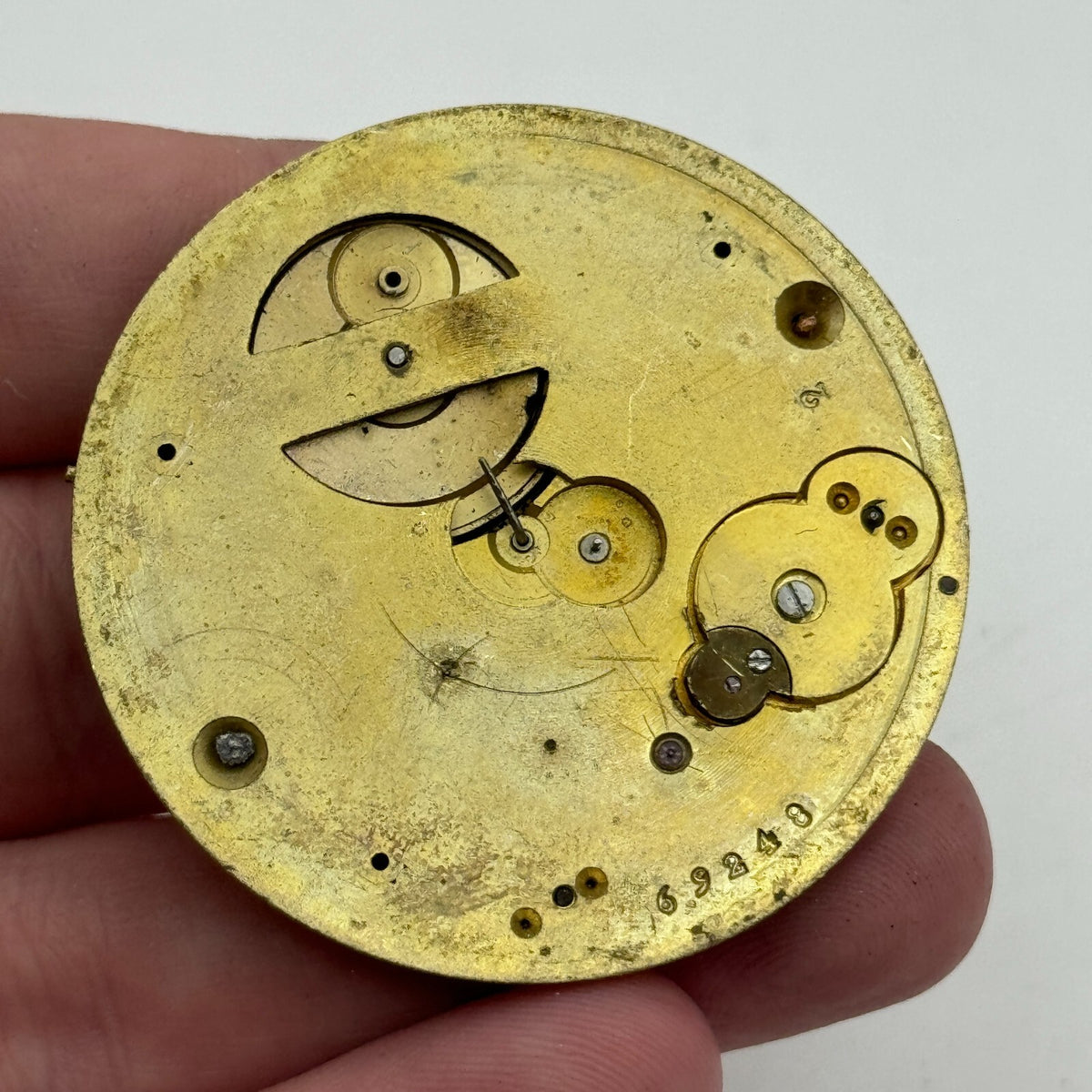 Antique Pocket Watch Movement Key Wound Muret Geneve Parts Repair Spares 47.6mm