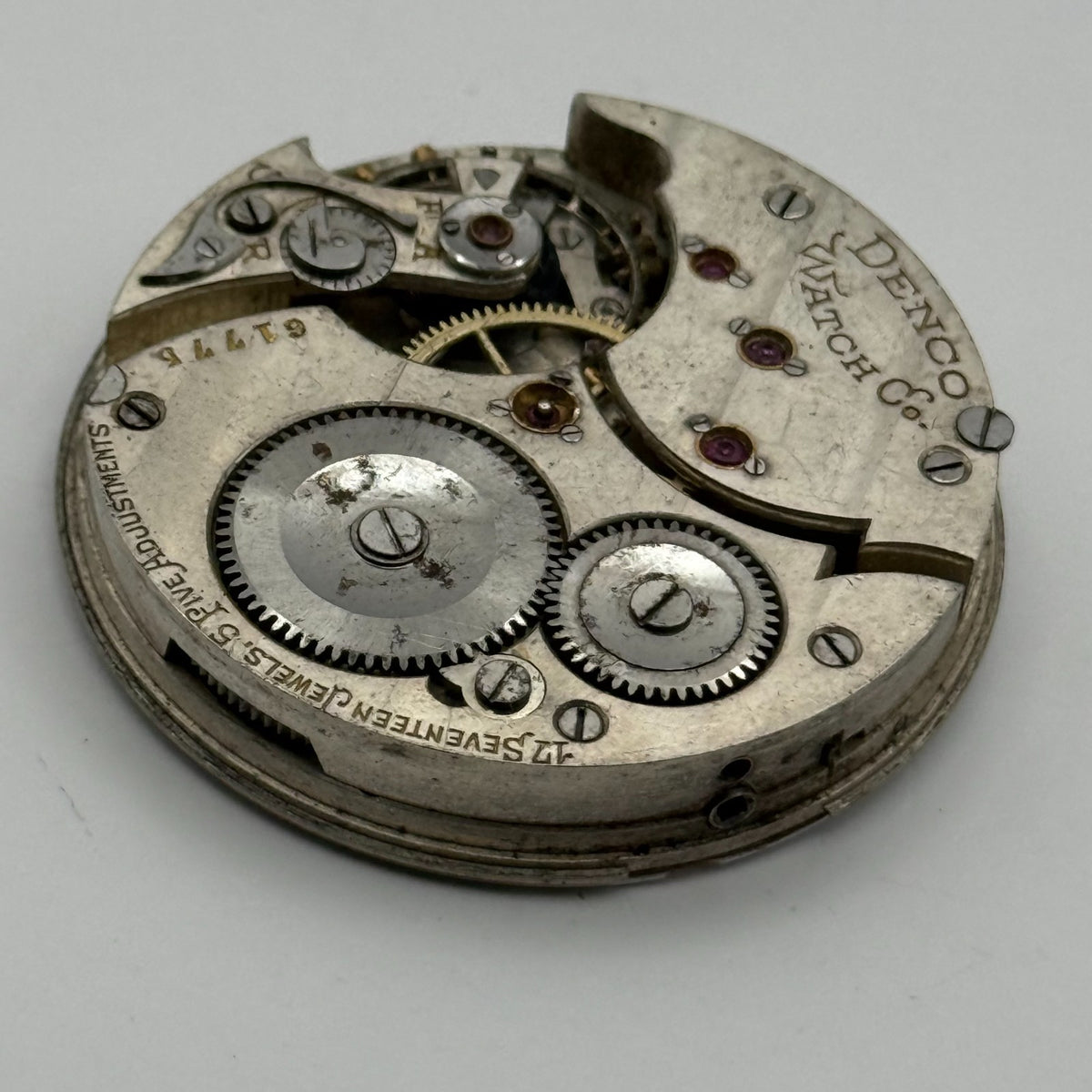 Denco Hunter Pocket Watch Movement Sub Seconds 17J Manual Wind Parts 40.5mm