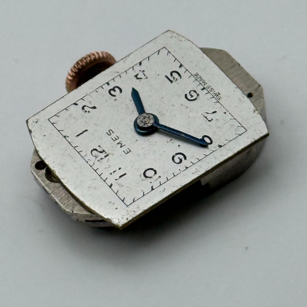 Unidentified Watch Movement Emes Cylinder Swiss Manual Wind Parts Repair 12.6mm