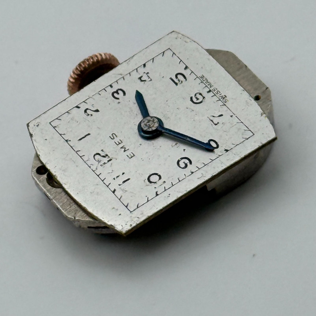 Unidentified Watch Movement Emes Cylinder Swiss Manual Wind Parts Repair 12.6mm