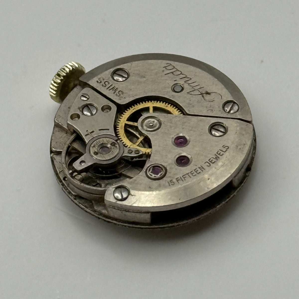 Amida 585 Watch Movement 15 Jewels Swiss Manual Wind Vintage Parts Repair 18.3mm